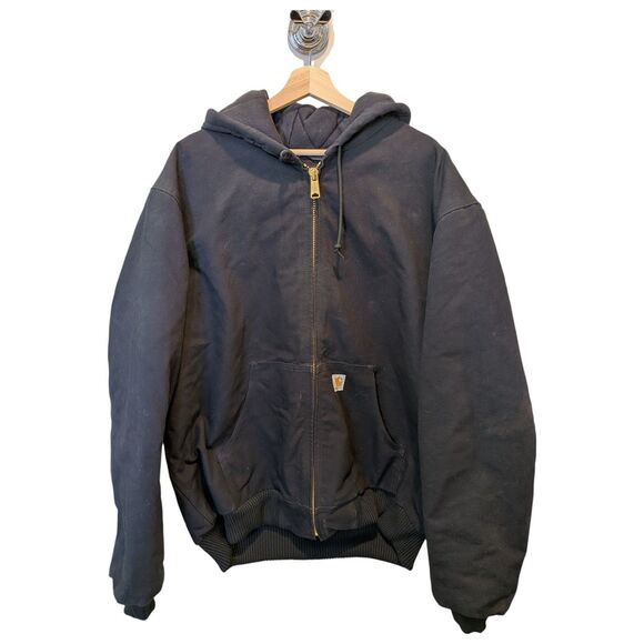 Carhartt Other - Carhartt OJ0140 Active Jacket Men's XL Tall Black Hooded Quilted Canvas USA Made